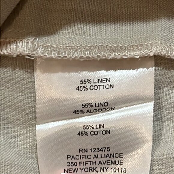 Ellen Tracy Cream Roll Tab Sleeve Linen Tunic Size Small - Picture 14 of 16